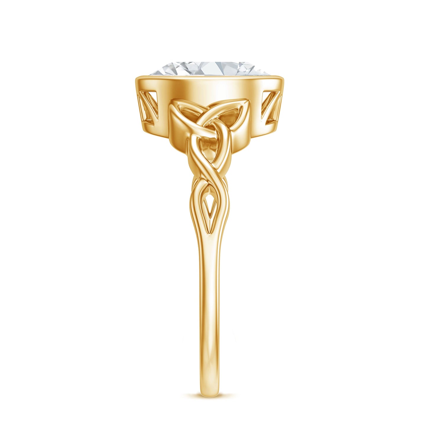 Anillo de compromiso celta solitario de moissanita con engaste de bisel