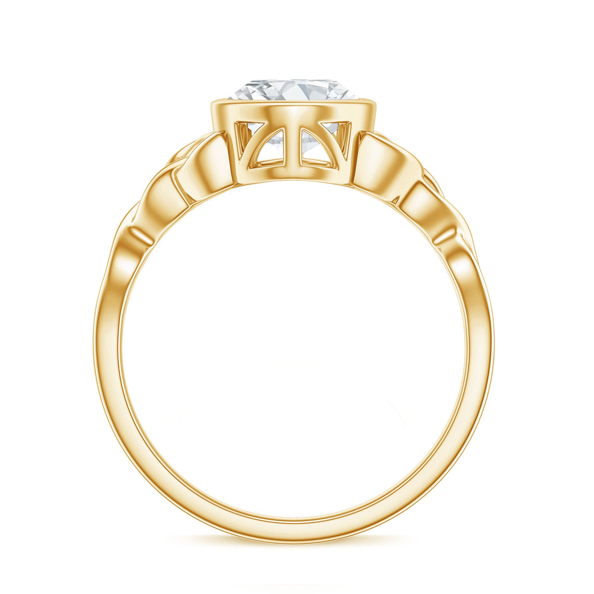 Anillo de compromiso celta solitario de moissanita con engaste de bisel