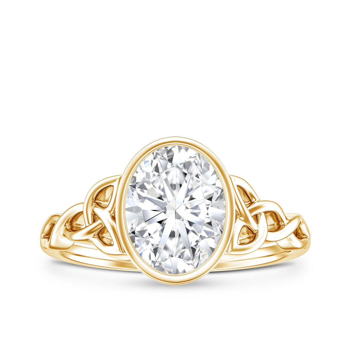 Anillo de compromiso celta solitario de moissanita con engaste de bisel