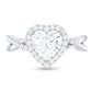 Heart Shape Moissanite Halo Engagement Ring with Criss Cross Band