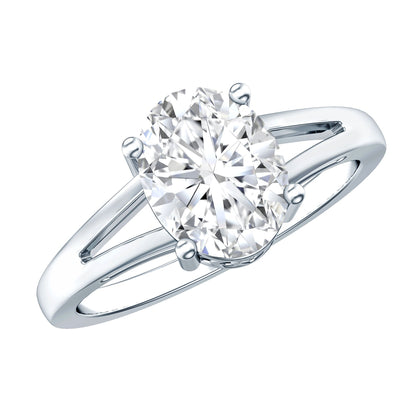 Solitaire Oval Cut Moissanite Split Shank Engagement Ring