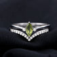 Marquise Cut Peridot Solitaire Wedding Ring Set with Diamond