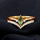 Marquise Cut Peridot Solitaire Wedding Ring Set with Diamond