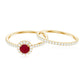 Natural Ruby Wedding Engagement Ring Set with Diamond