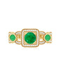 Natural Emerald Diamond Vintage Looking Engagement Ring