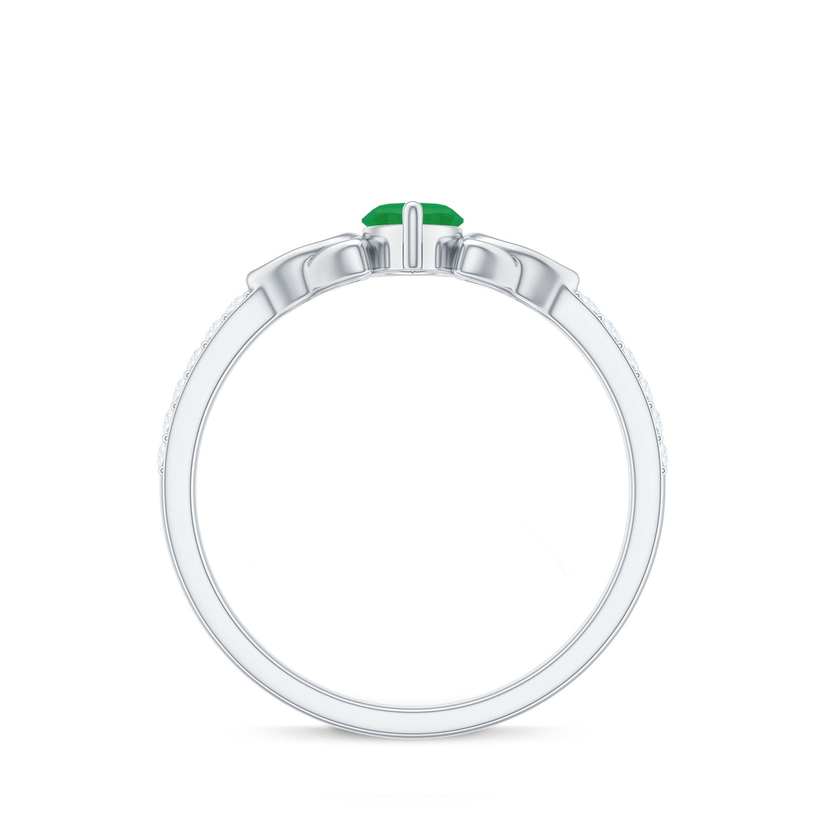 Natural Marquise Emerald Diamond Promise Ring with Celtic Knot