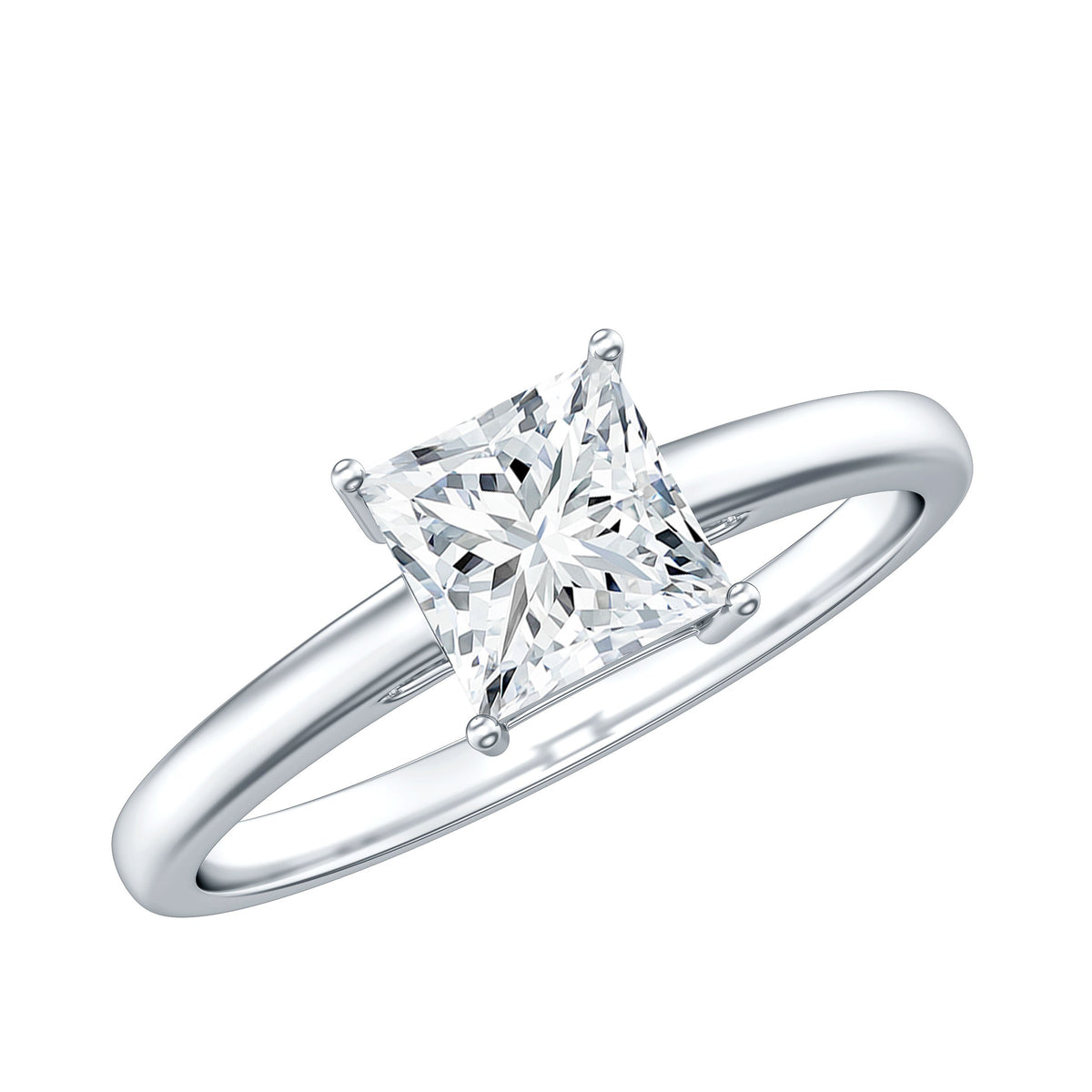 Anillo Solitario de Moissanita Corte Princesa de 1 CT para Mujer