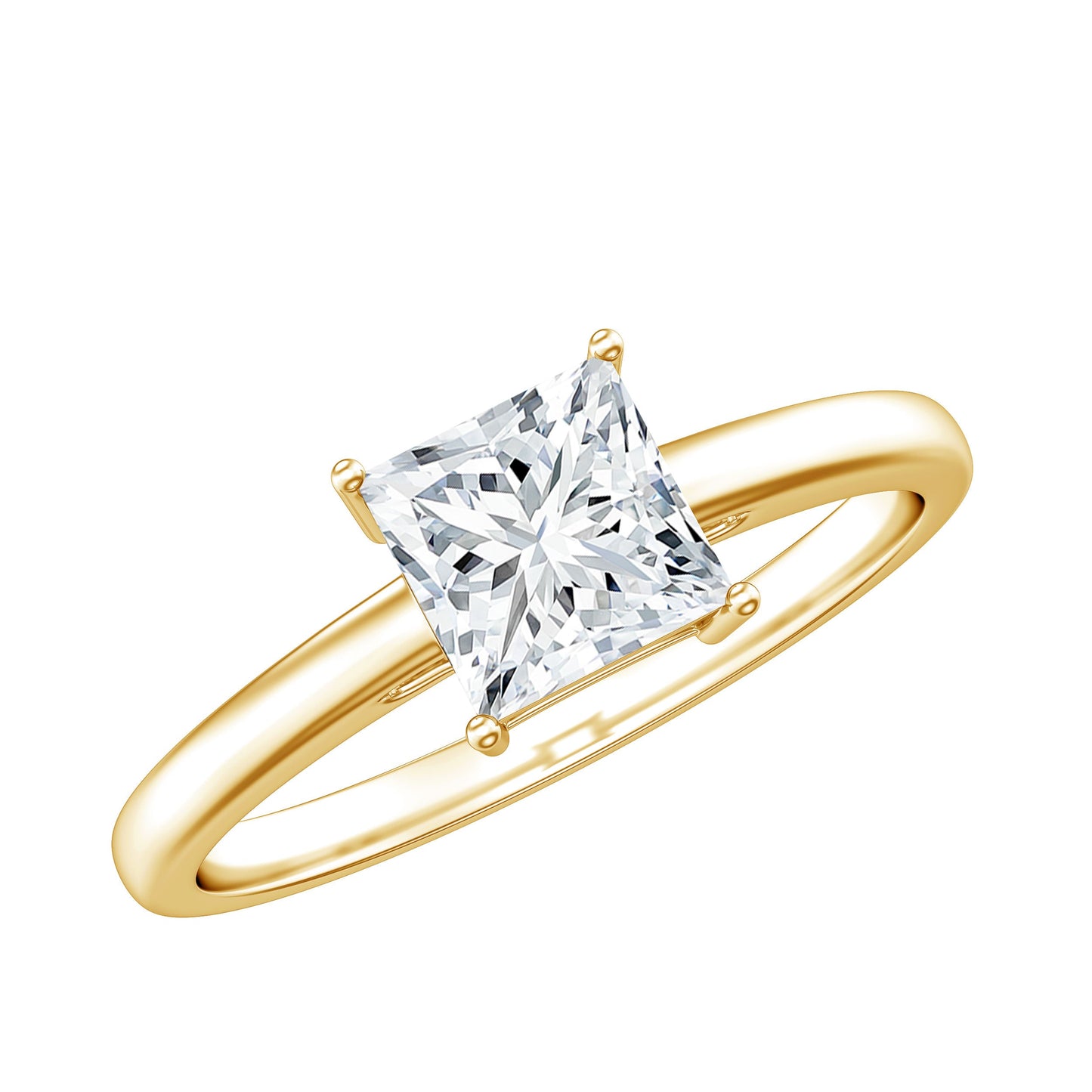 Anillo Solitario de Moissanita Corte Princesa de 1 CT para Mujer