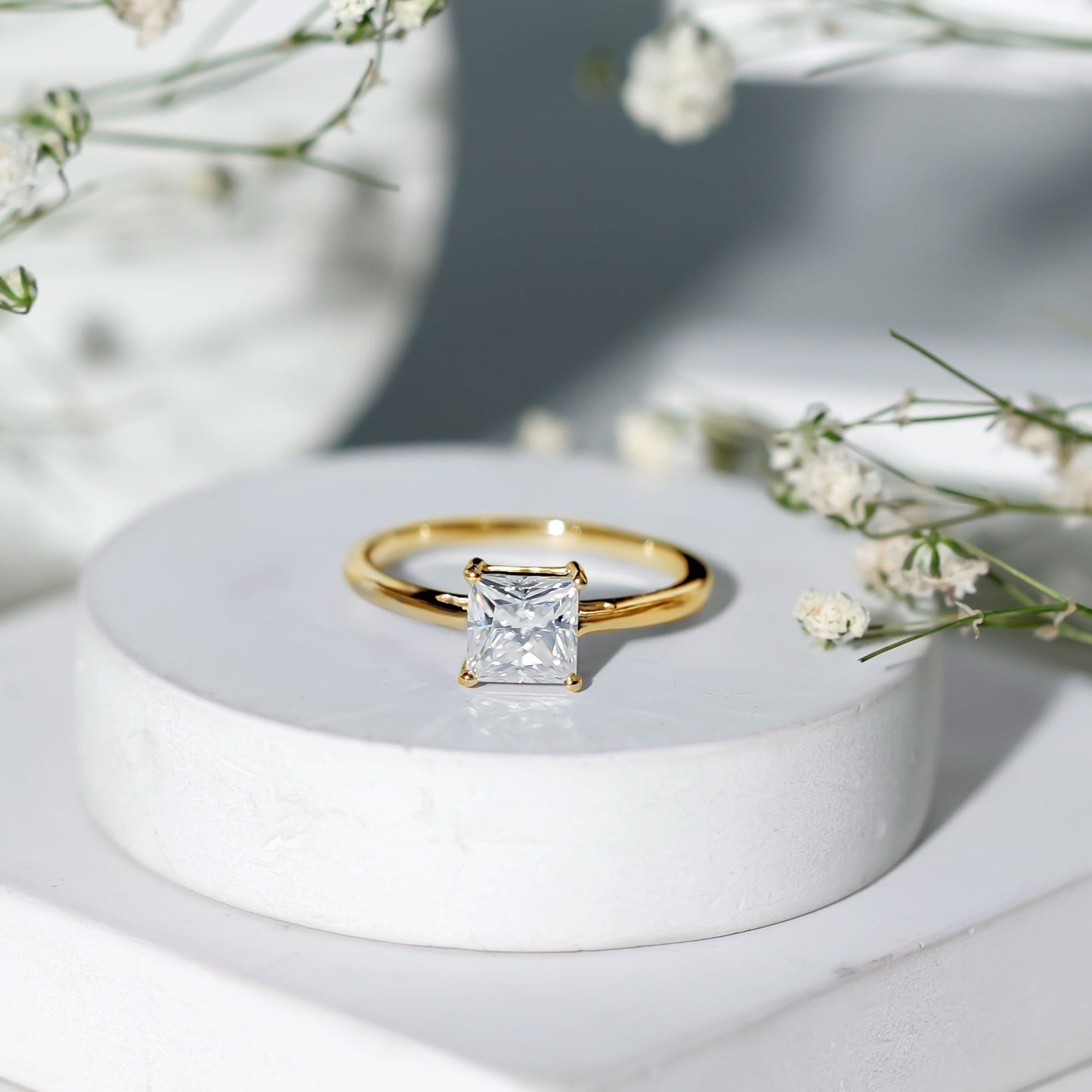 Anillo Solitario de Moissanita Corte Princesa de 1 CT para Mujer
