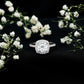 Victorian Style 3 Carat Cushion Moissanite Halo Engagement Ring