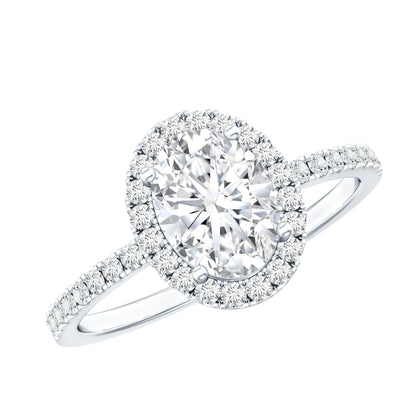 1.2 Carat Certified Moissanite Oval Halo Engagement Ring For Her