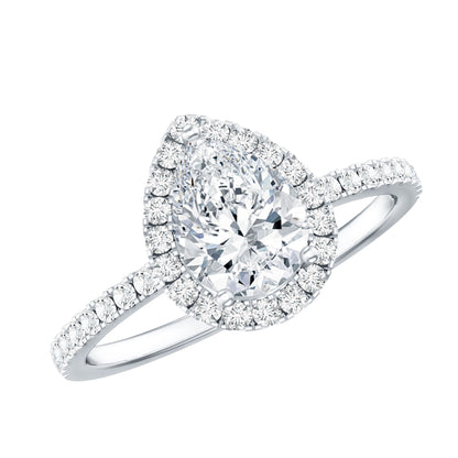 Certified Moissanite Teardrop Engagement Ring with Halo