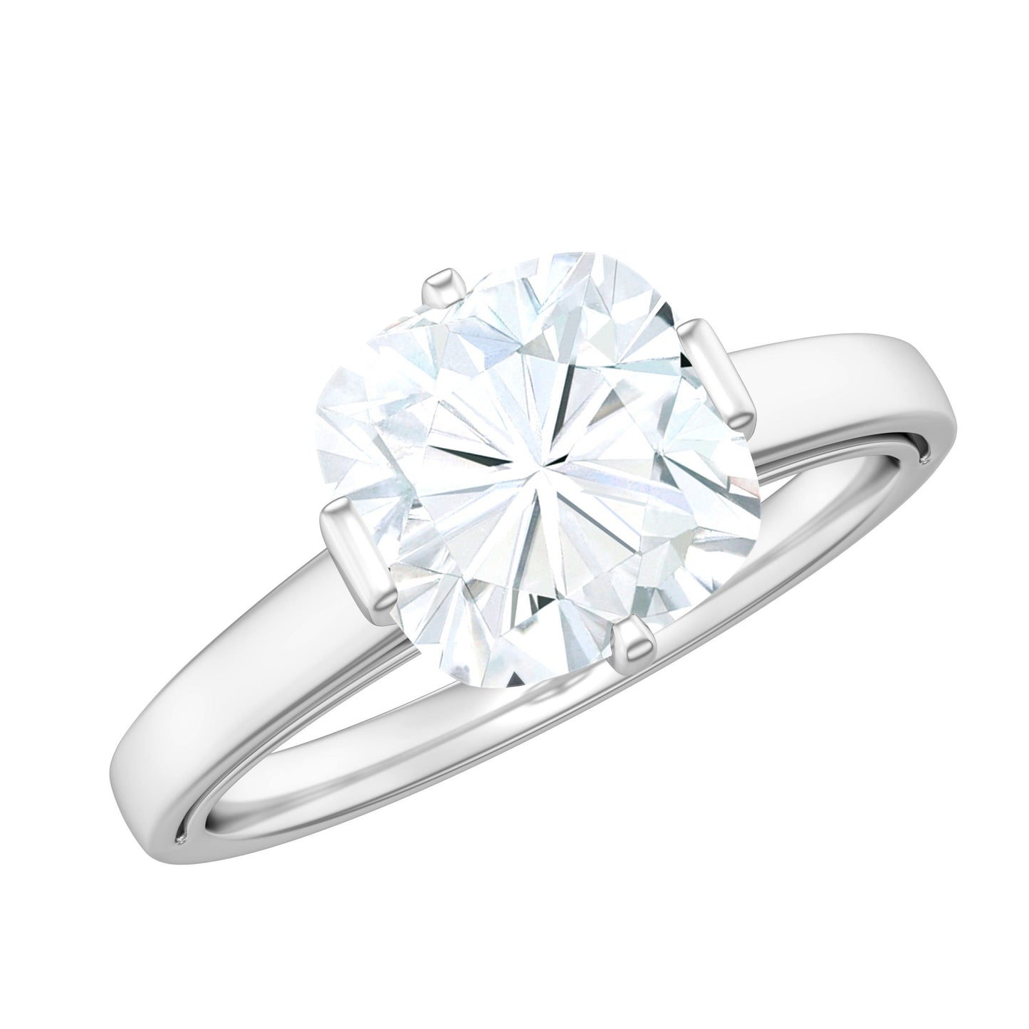 Anillo de Compromiso Solitario de Moissanita de Talla Cojín de 3 Quilates con Certificado