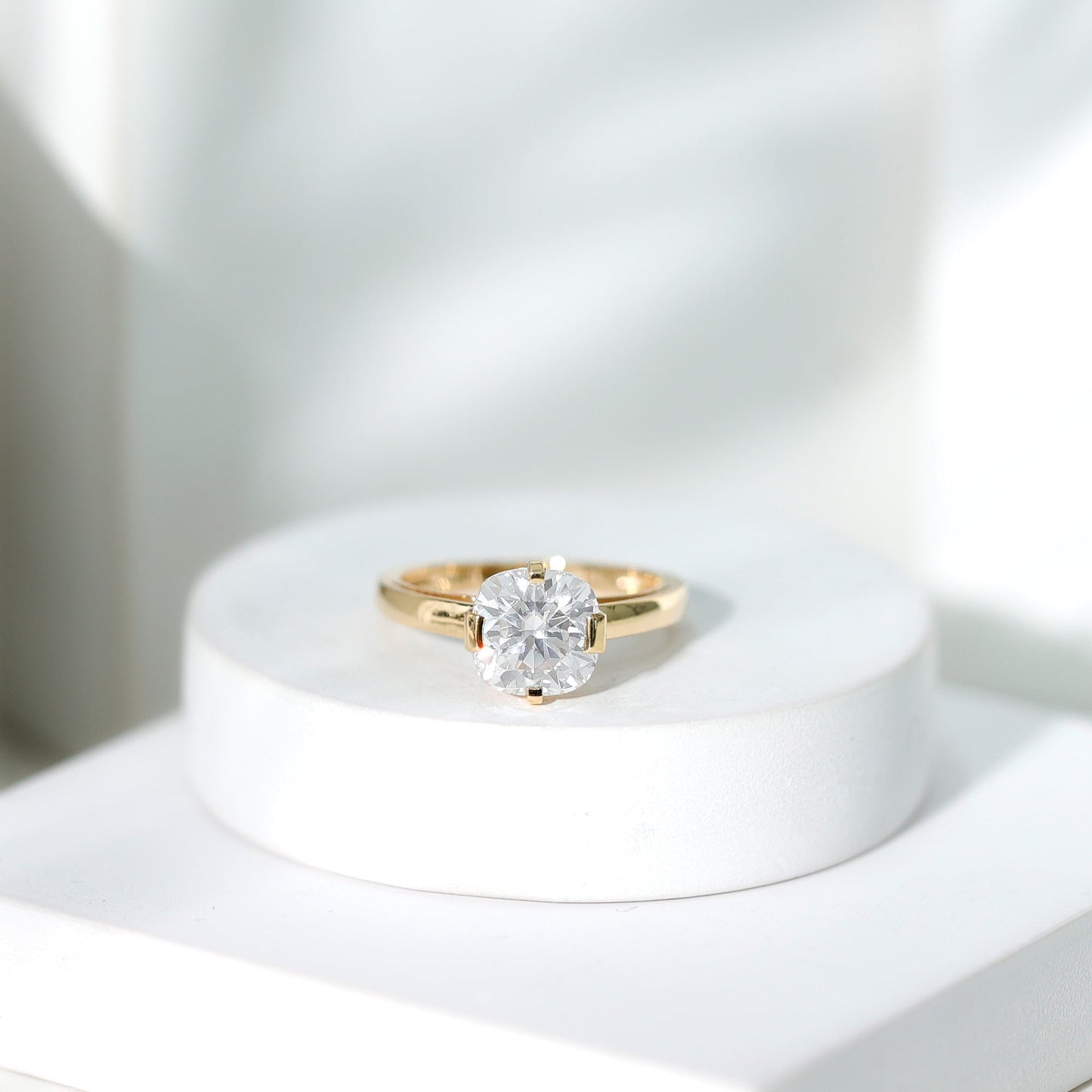 Anillo de Compromiso Solitario de Moissanita de Talla Cojín de 3 Quilates con Certificado