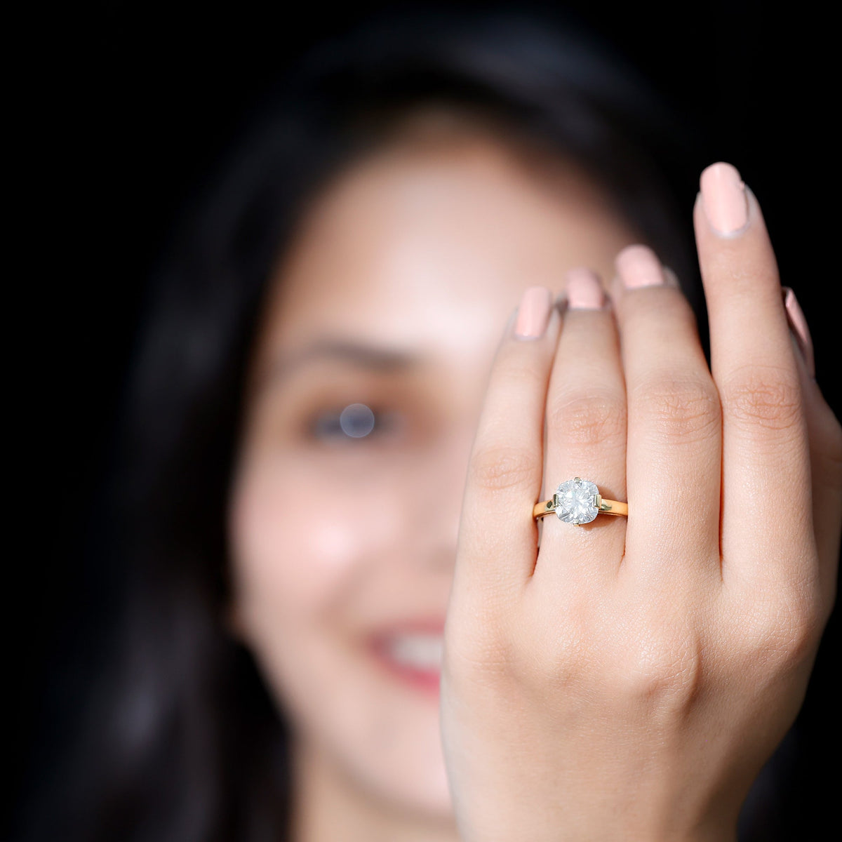 Anillo de Compromiso Solitario de Moissanita de Talla Cojín de 3 Quilates con Certificado