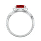 Round Created Ruby Crossover Engagement Ring With Moissanite