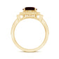 2.3 Carat Garnet Art Deco Engagement Ring with Diamond Halo