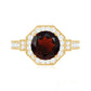 2.3 Carat Garnet Art Deco Engagement Ring with Diamond Halo