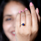Anillo de compromiso solitario con zafiro azul creado en laboratorio de 1 quilate, certificado