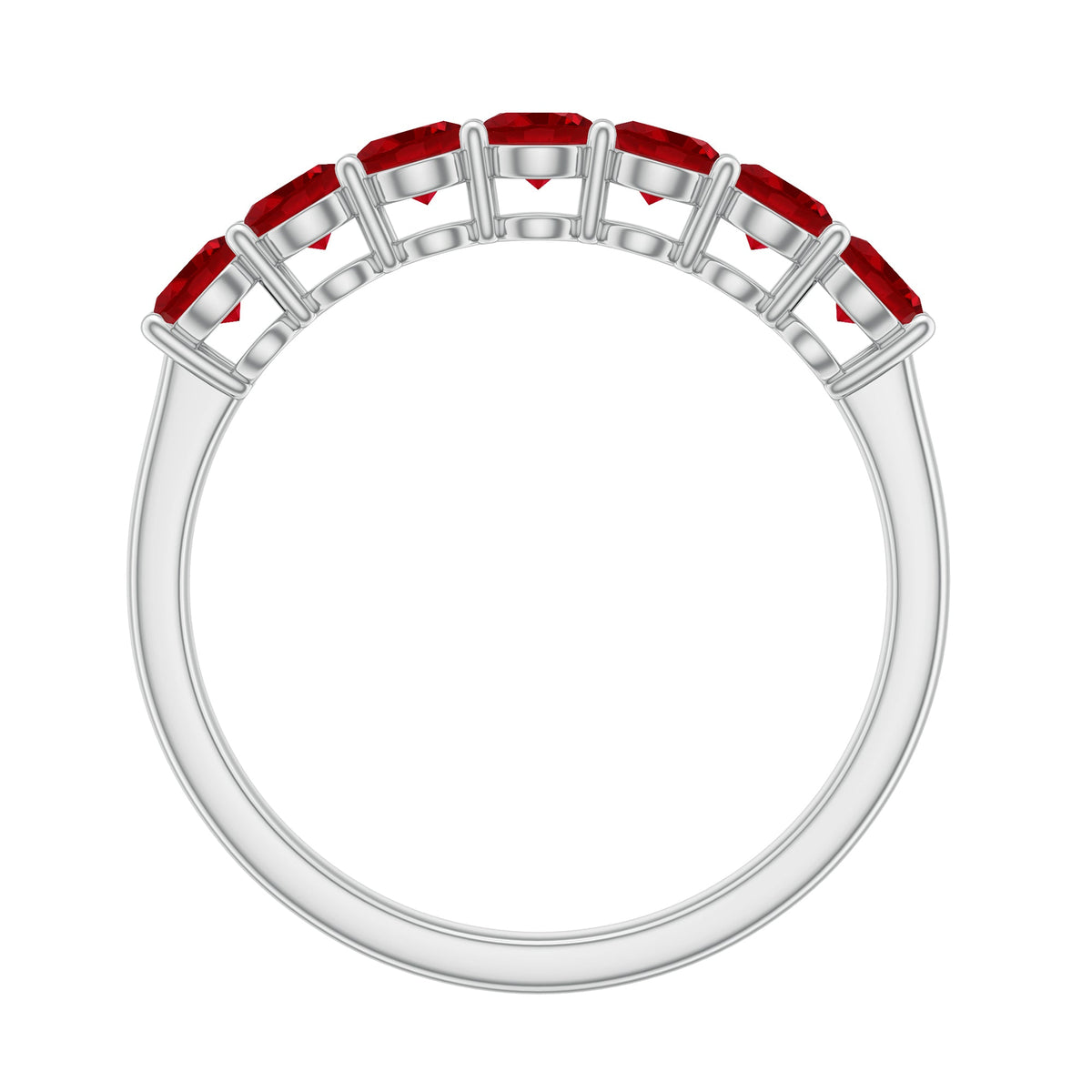 Anillo de boda de media eternidad con rubí creado en laboratorio