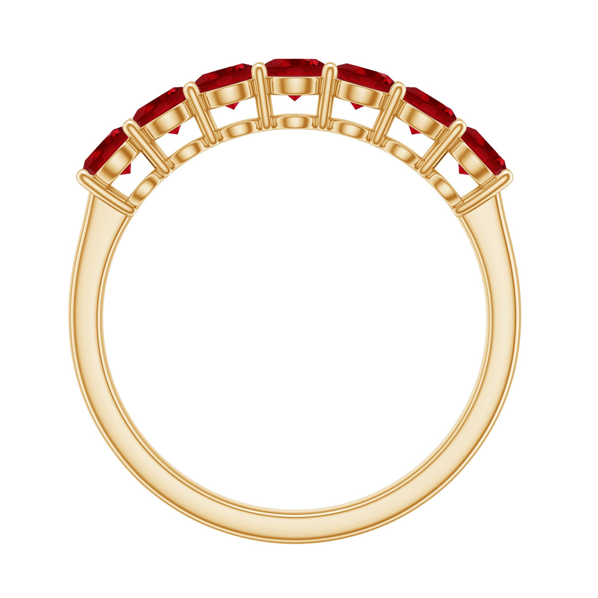Anillo de boda de media eternidad con rubí creado en laboratorio