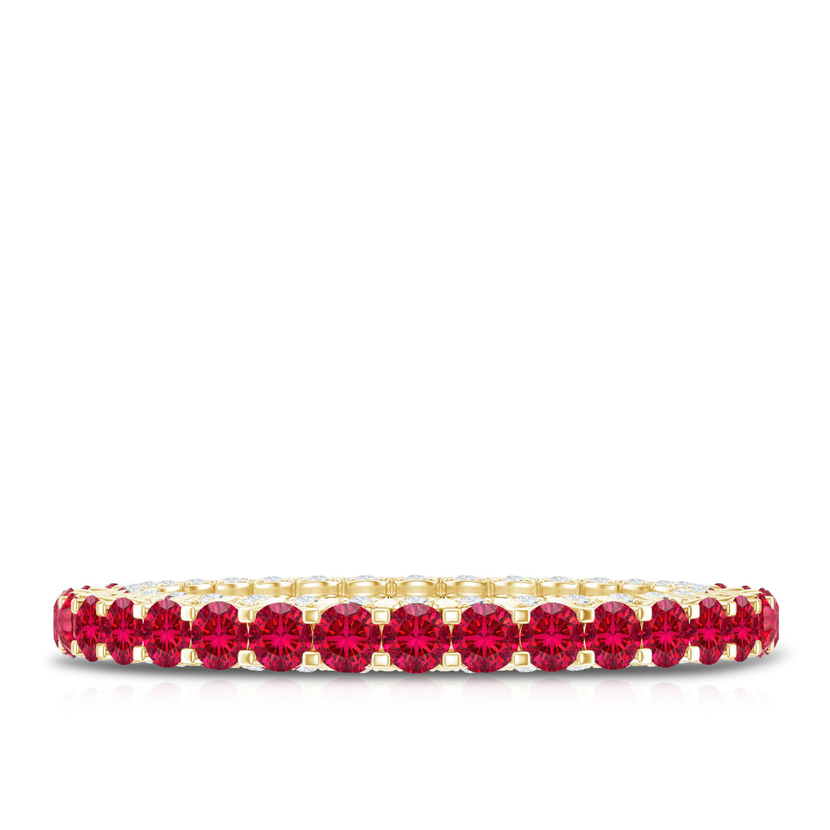 Round Shape Lab Grown Ruby and Diamond Eternity Wedding Band