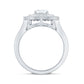Milgrain Embellished Oval Moissanite Double Halo Engagement Ring
