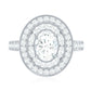 Milgrain Embellished Oval Moissanite Double Halo Engagement Ring