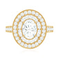 Milgrain Embellished Oval Moissanite Double Halo Engagement Ring