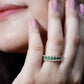 Baguette Emerald and Diamond Braided Half Eternity Band Ring