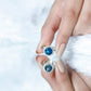 Anillo de compromiso clásico de topacio azul de Londres redondo de 2 quilates con halo de diamantes