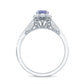 Vintage Style Tanzanite Engagement Ring with Diamond Halo