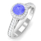 Vintage Style Tanzanite Engagement Ring with Diamond Halo