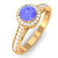Vintage Style Tanzanite Engagement Ring with Diamond Halo