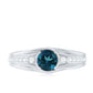 Genuine London Blue Topaz Engagement Ring with Diamond Side Stones