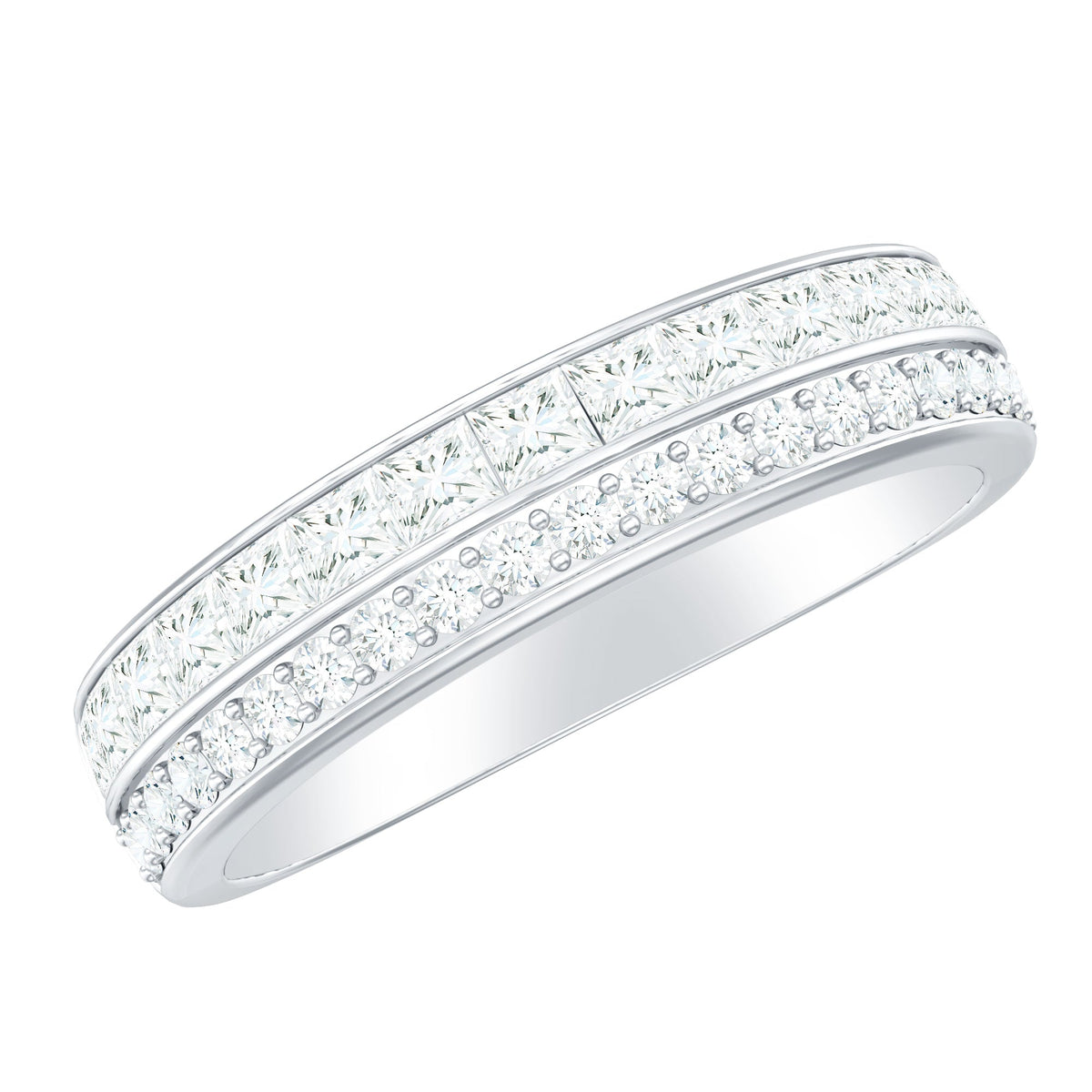 Alianza de boda de media eternidad de diamantes auténticos certificados