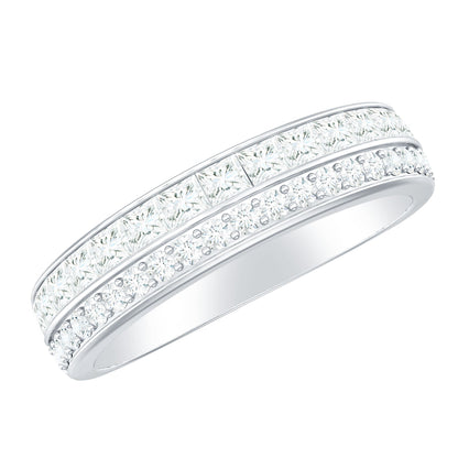 Alianza de boda de media eternidad de diamantes auténticos certificados