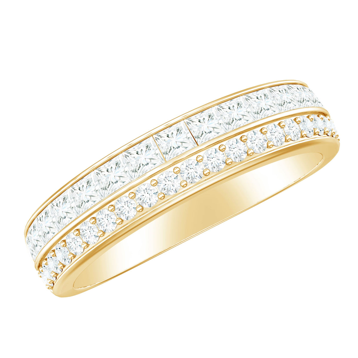 Alianza de boda de media eternidad de diamantes auténticos certificados