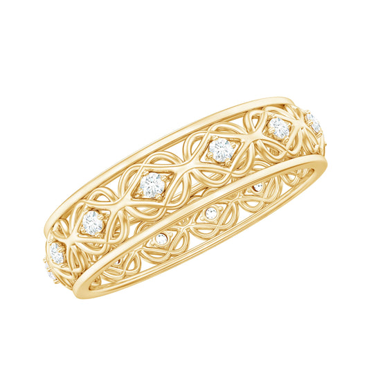 Anillo de boda con nudo celta de moissanita