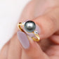 Round Tahitian Pearl Solitaire Engagement Ring with Moissanite