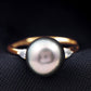 Round Tahitian Pearl Solitaire Engagement Ring with Moissanite