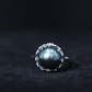 8 Carat Solitaire Tahitian Black Pearl Engagement Ring with Floral Setting
