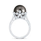 8 Carat Solitaire Tahitian Black Pearl Engagement Ring with Floral Setting
