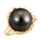 8 Carat Solitaire Tahitian Black Pearl Engagement Ring with Floral Setting