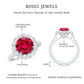 Round Lab Created Ruby and Moissanite Halo Engagement Ring