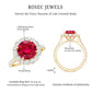 Round Lab Created Ruby and Moissanite Halo Engagement Ring