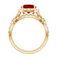 Round Cut Lab Created Ruby and Moissanite Bridal Ring Set