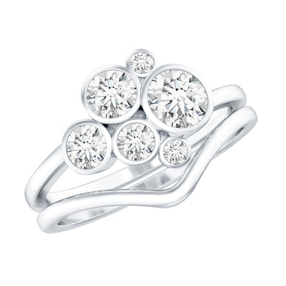Round Moissanite Cluster Bridal Ring Set for Women