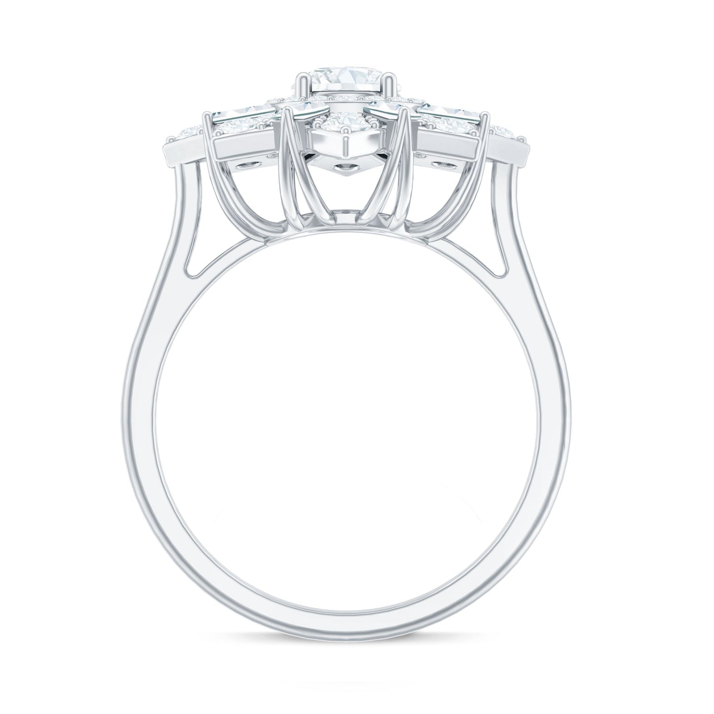 Anillo de compromiso cóctel de moissanita de talla brillante certificada para mujer