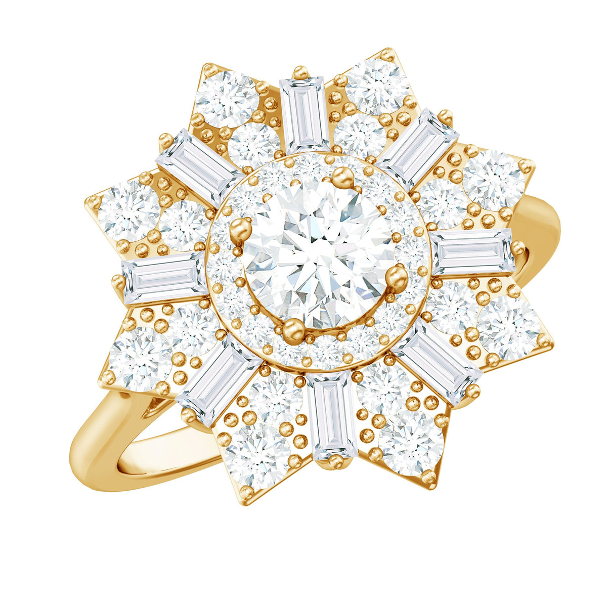 Anillo de compromiso cóctel de moissanita de talla brillante certificada para mujer